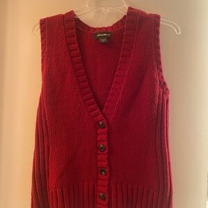Eddie Bauer Red V-Neck Sweater Vest